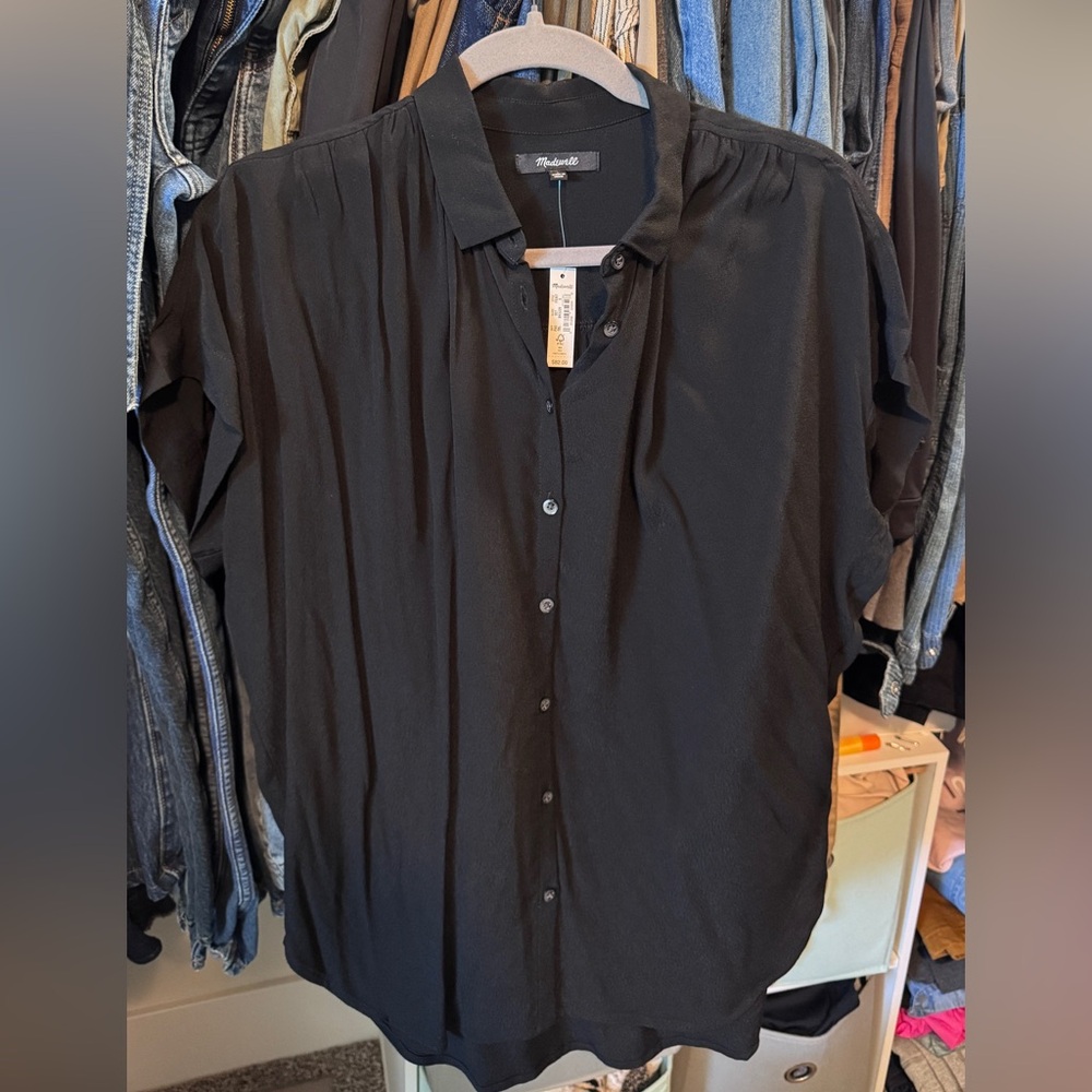 Madewell Dolman Sleeve Black Button-Up Shirt - Size S